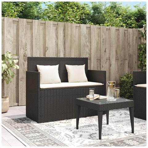 Panca da Giardino con Cuscini Nera in Polyrattan - Foto 10