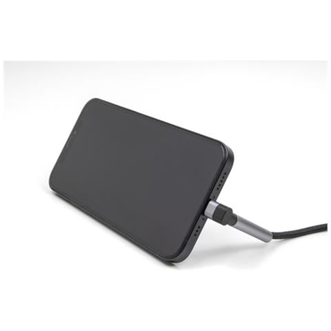 Cavo dati e ricarica da USB Tipo-A a Lightning per iPhone, iPad, iPod angolato con funzione stand nero 1,5 m MFi - Foto 2