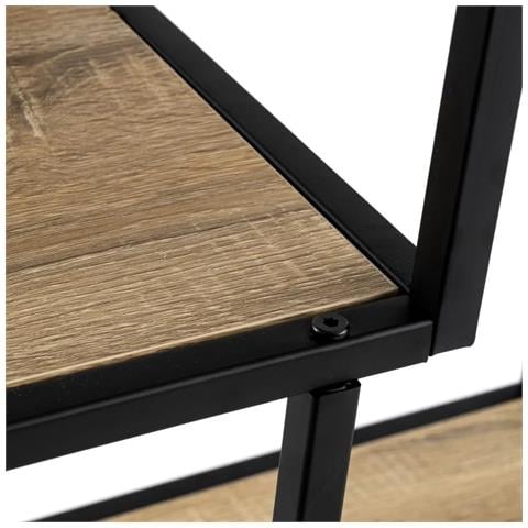 Scaffale Libreria Industriale, 4 Ripiani In Legno Laminato Da 15 Mm Chiaro, Struttura In Metallo Nero Laccato A Polvere, Scaffale Moderna Per Soggiorno,ufficio - Foto 2