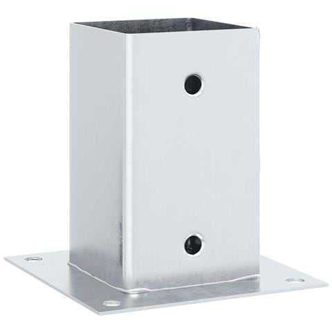Basi per Pali Quadrate 12 pz Argento 91x91 mm Acciaio Zincato - Foto 2