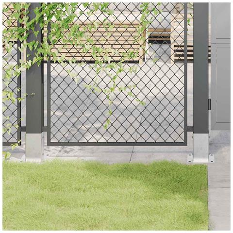 Basi per Pali Quadrate 12 pz Argento 91x91 mm Acciaio Zincato - Foto 1