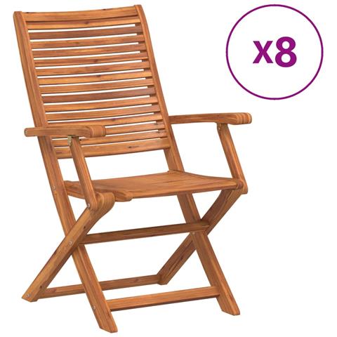 Sedie Giardino Pieghevoli 8 Pz 57x66x95cm Legno Massello Acacia - Foto 1
