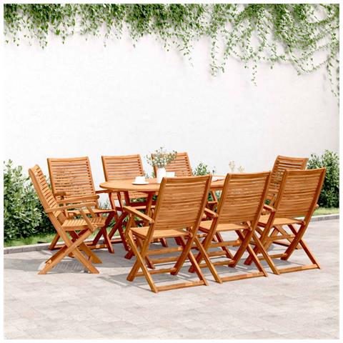 Sedie Giardino Pieghevoli 8 Pz 57x66x95cm Legno Massello Acacia - Foto 2