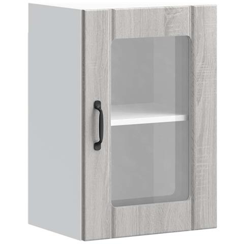 Pensile Da Cucina Con Porta In Vetro Lucca Grigio Sonoma - Foto 2