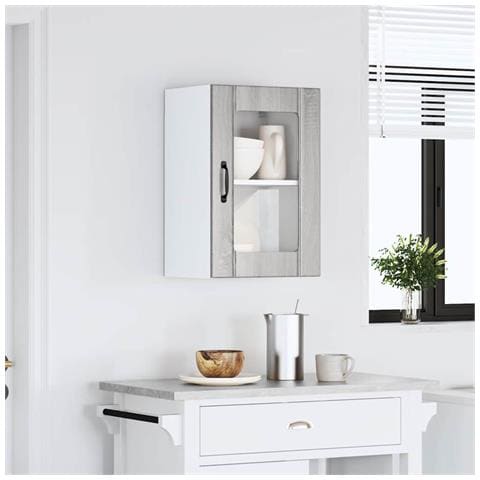 Pensile Da Cucina Con Porta In Vetro Lucca Grigio Sonoma - Foto 3