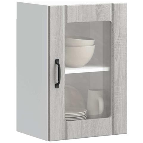 Pensile Da Cucina Con Porta In Vetro Lucca Grigio Sonoma - Foto 1