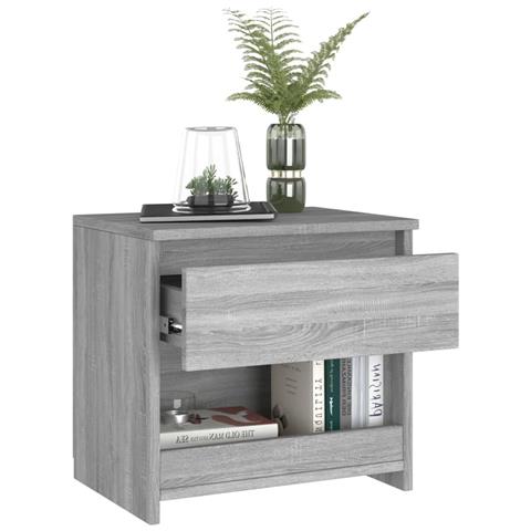 Lusso Casadino -  Comodino Rovere Grigio 40x30x39 Cm Legno Ingegnerizzato - Foto 2