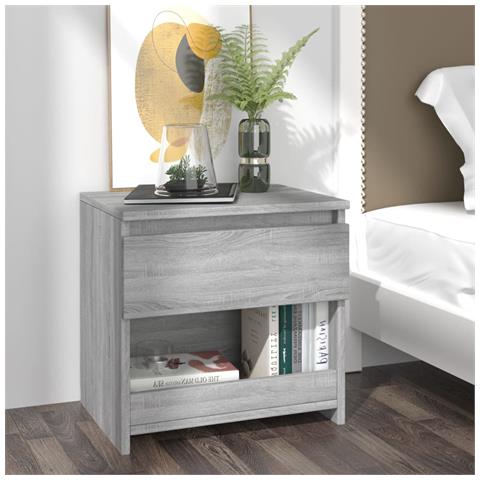 Lusso Casadino -  Comodino Rovere Grigio 40x30x39 Cm Legno Ingegnerizzato - Foto 7