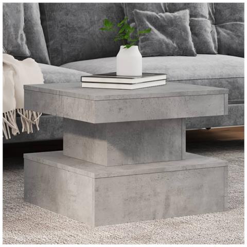 Tavolino Da Salotto Con Luci Led Grigio Cemento 50x50x40 Cm - Foto 8