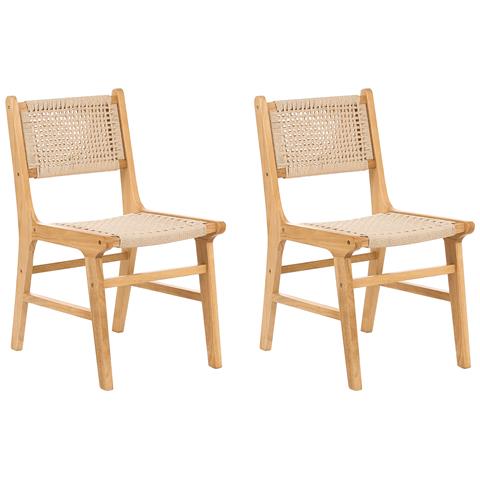 Set Di 2 Sedie Da Pranzo Ozella Legno Marrone /beige - Foto 2