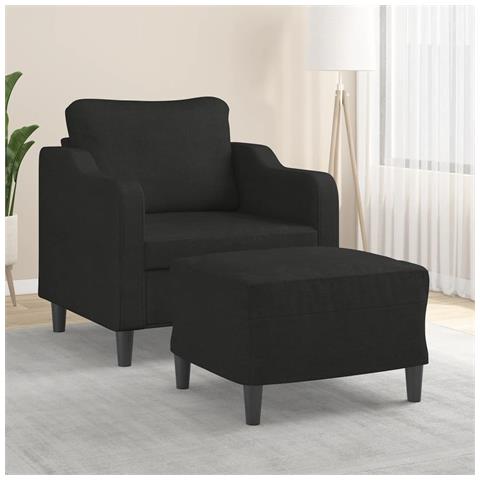 Poltrona con Poggiapiedi Nero 60 cm in Tessuto - Foto 2