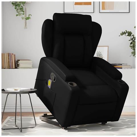 Poltrona Alzapersona Reclinabile Massaggio Nero Similpelle - Foto 2