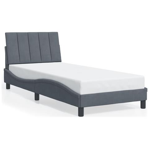 Giroletto senza Materasso Grigio Scuro 90x200 cm Velluto - Foto 1
