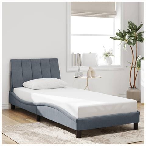 Giroletto senza Materasso Grigio Scuro 90x200 cm Velluto - Foto 2