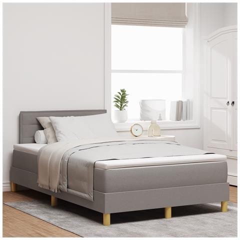 Letto con Rete con Materasso Tortora 120x200 cm Tessuto - Foto 2