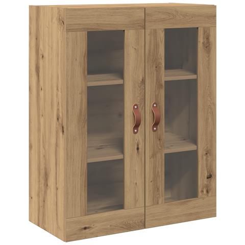 Mobile a muro  con porte in vetro rovere artigianale 69,5x34x90 cm - Foto 1