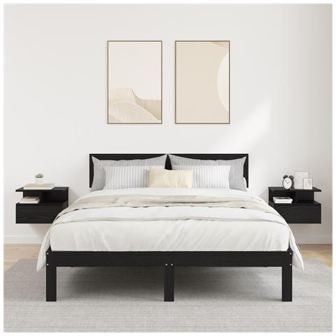 Comodini Galleggianti 2 pcs Rovere Nero 40x31x27 cm Legno Ingegnerizzato - Foto 2