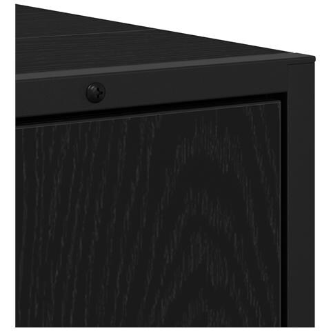 Set di mobili da bagno a 2 pezzi in legno ingegnerizzato nero e rovere - Foto 9