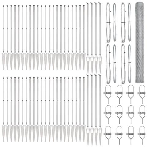 Recinzione esagonale  1,5x100 m in acciaio zincato, Pali di recinzione  con picchetto 13 pz Ø32 mm 170 cm in acciaio zincato - Foto 1