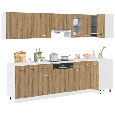 Set di Mobili da Cucina 11 pz Rovere Artigianale Truciolato - Foto 2