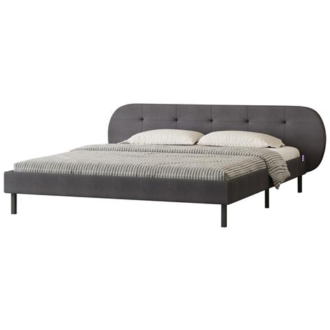 Tulsa Letto Imbottito 140x190cm Grigio Con Testiera E Rete - Foto 2