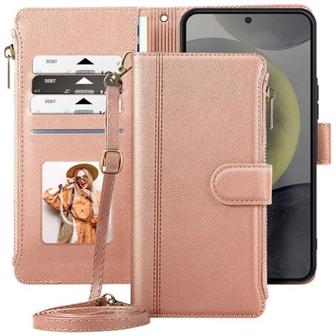 Custodia A Portafoglio Per Galaxy S25 / S24 Con Cerniera E Tracolla Staccabile - Foto 2