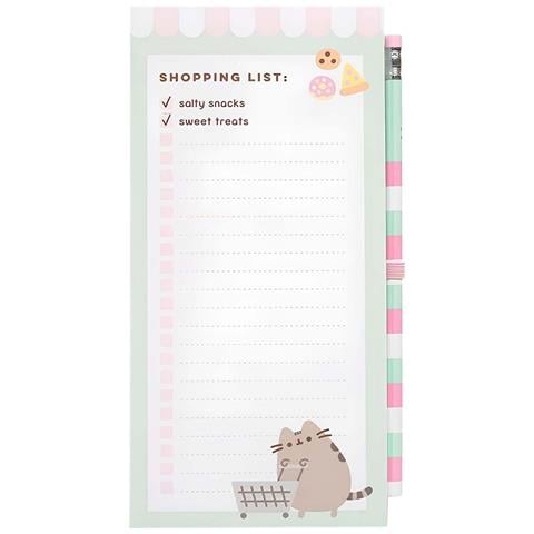 Blocco Note Magnetico Per La Lista Della Spesa Con Matita E Design Gatto, Bianco / Rosa - Foto 1