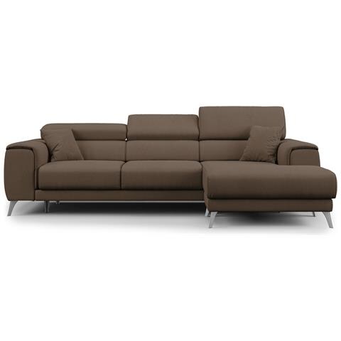 Fusion Divano Angolare In Tessuto Smacchiabile T05 Marrone - Foto 2