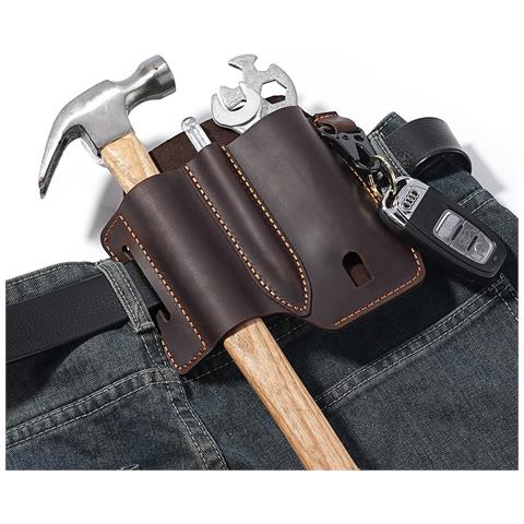 Custodia Tattica Edc In Pelle Primo Strato - Marsupio Multifunzionale Con Clip Universale Per Cintura - Foto 4