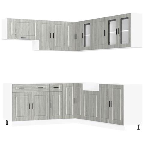 Set Mobili da Cucina 11 pz Porto Grigio Sonoma in Truciolato - Foto 1