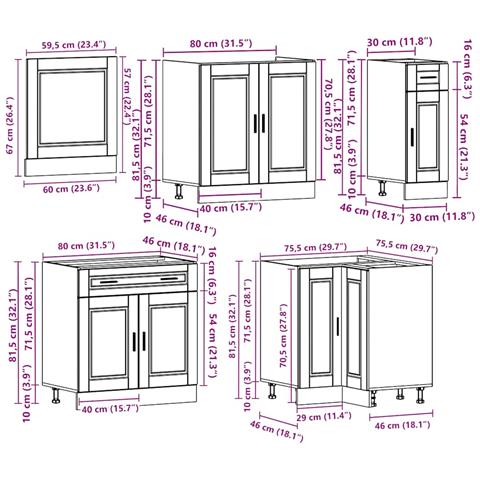 Set Mobili da Cucina 11 pz Porto Grigio Sonoma in Truciolato - Foto 9
