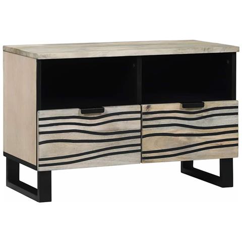 Armadietto TV Bianco 70 x 33 x 46 cm legno massello di mango - Foto 1