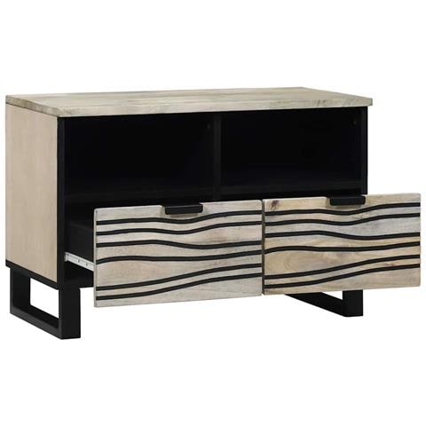 Armadietto TV Bianco 70 x 33 x 46 cm legno massello di mango - Foto 2