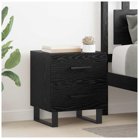 Armadio da Notte con cassetto Rovere nero 40 x 35 x 47,5 cm - Foto 2