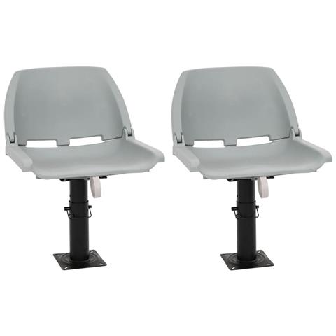 Set Sedile Barca Pieghevole 4pz Senza Cuscino Grigio 48x51x41cm - Foto 1