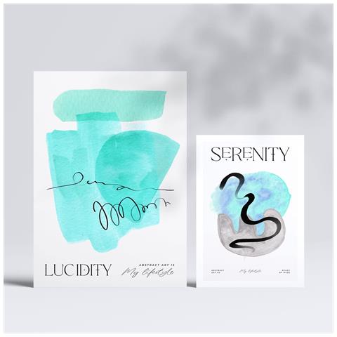 Set Di 6 Stampe Poster Con Sfondo Astratto E Illustrazioni A Colori Per Mostre D'arte Estetica Per L'interior Design A3 & A4 Senza Cornice - Foto 2