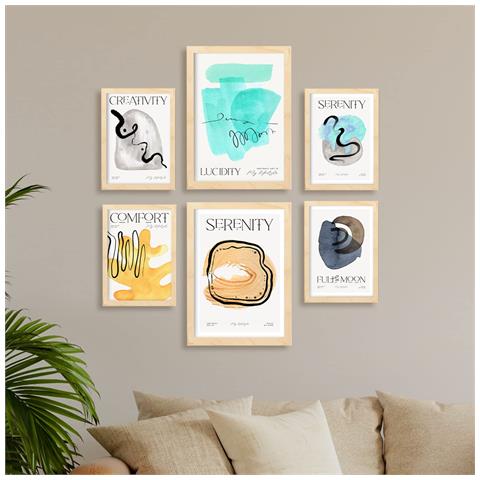 Set Di 6 Stampe Poster Con Sfondo Astratto E Illustrazioni A Colori Per Mostre D'arte Estetica Per L'interior Design A3 & A4 Senza Cornice - Foto 5