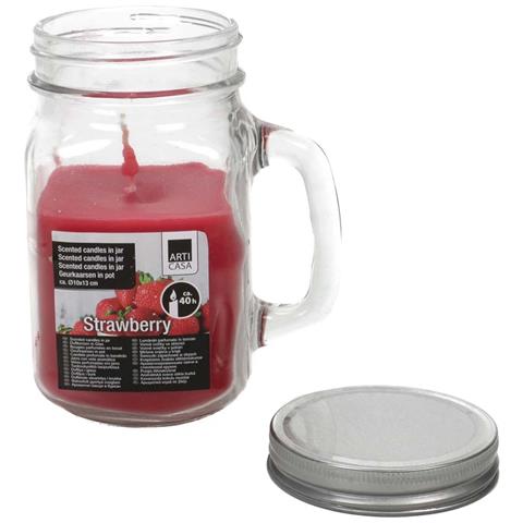 Candela Profumata Fragola 40h In Un Barattolo Con Coperchio, Rosso - Foto 2