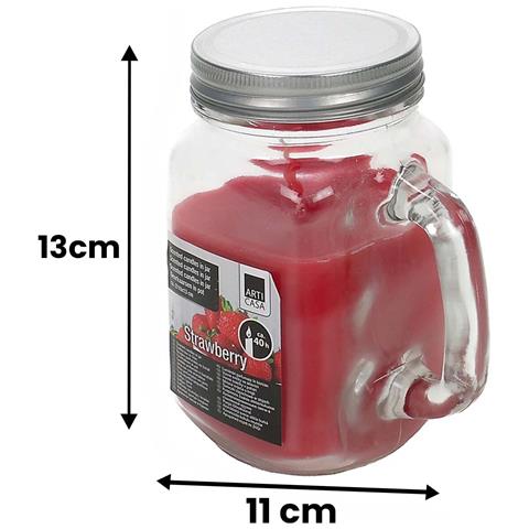 Candela Profumata Fragola 40h In Un Barattolo Con Coperchio, Rosso - Foto 5