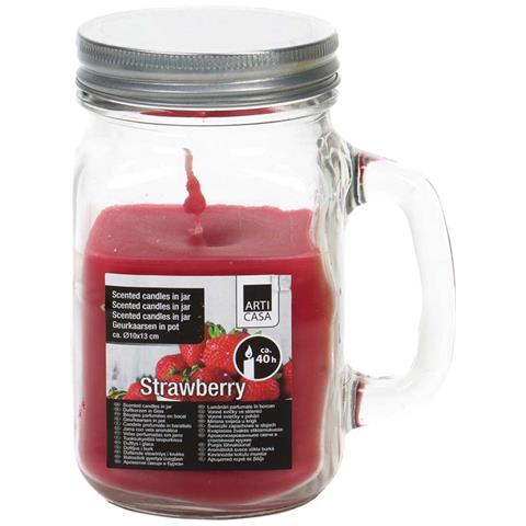 Candela Profumata Fragola 40h In Un Barattolo Con Coperchio, Rosso - Foto 1