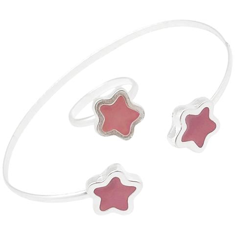 Set Bracciale E Anello Colors Flower In Argento 10µ Rosa - Foto 1