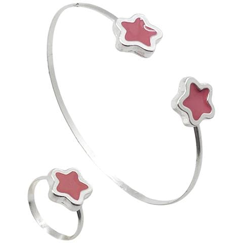 Set Bracciale E Anello Colors Flower In Argento 10µ Rosa - Foto 2