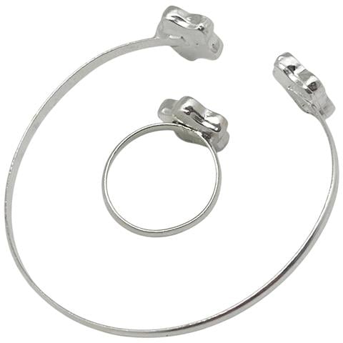 Set Bracciale E Anello Colors Flower In Argento 10µ Rosa - Foto 5