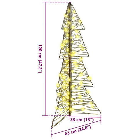Albero di Natale con 100 LED Bianco caldo 120 cm Rattan - Foto 8