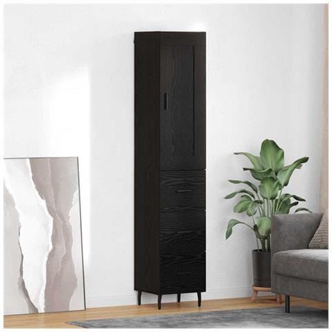 Credenza Rovere Nero 34,5 x 34 x 180 cm Legno multistrato - Foto 2