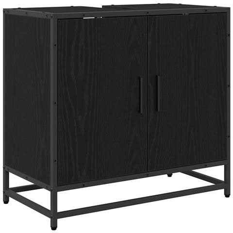 Armadio per Lavabo da Bagno Rovere Nero 65 x 33 x 60 cm - Foto 1