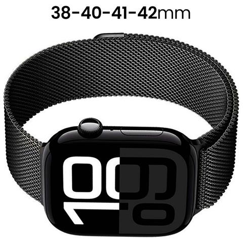 Bracciale Per Apple Watch 38 / 40 / 41 / 42mm In Acciaio Inossidabile A Maglia Milanese, Grafite - Foto 2