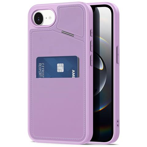 Cover per iPhone 16e - Pelle /PU, Viola, Con Tarjetero - Foto 1