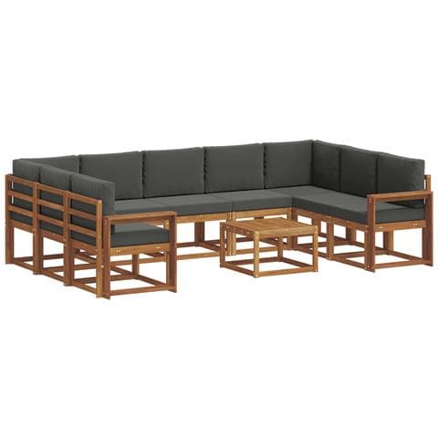 Set di divani da esterno 10 pcs Naturale e Antracite - Foto 1