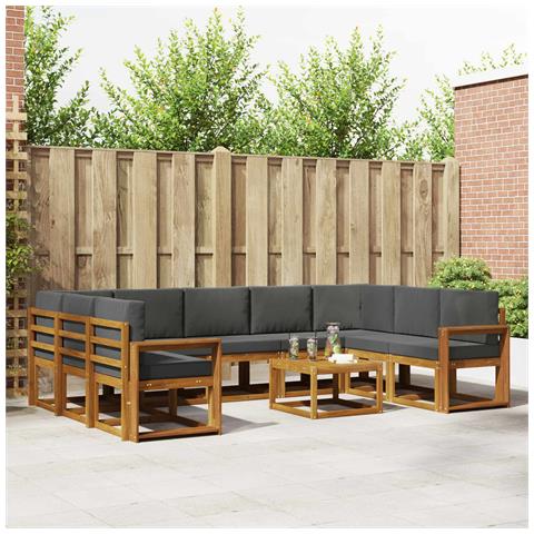 Set di divani da esterno 10 pcs Naturale e Antracite - Foto 2